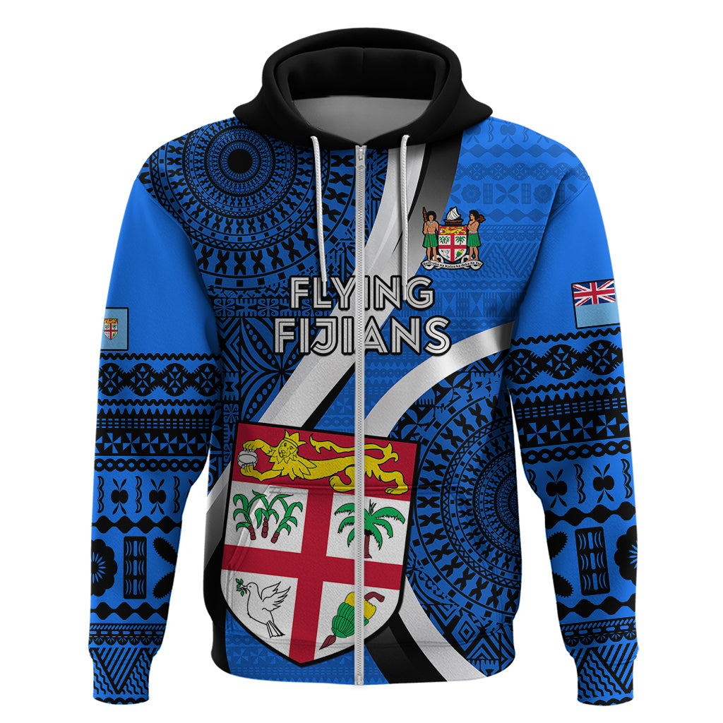 Custom Fiji Rugby Hoodie World Cup 2023 Go Champions Fijian Tapa Blue Version LT14