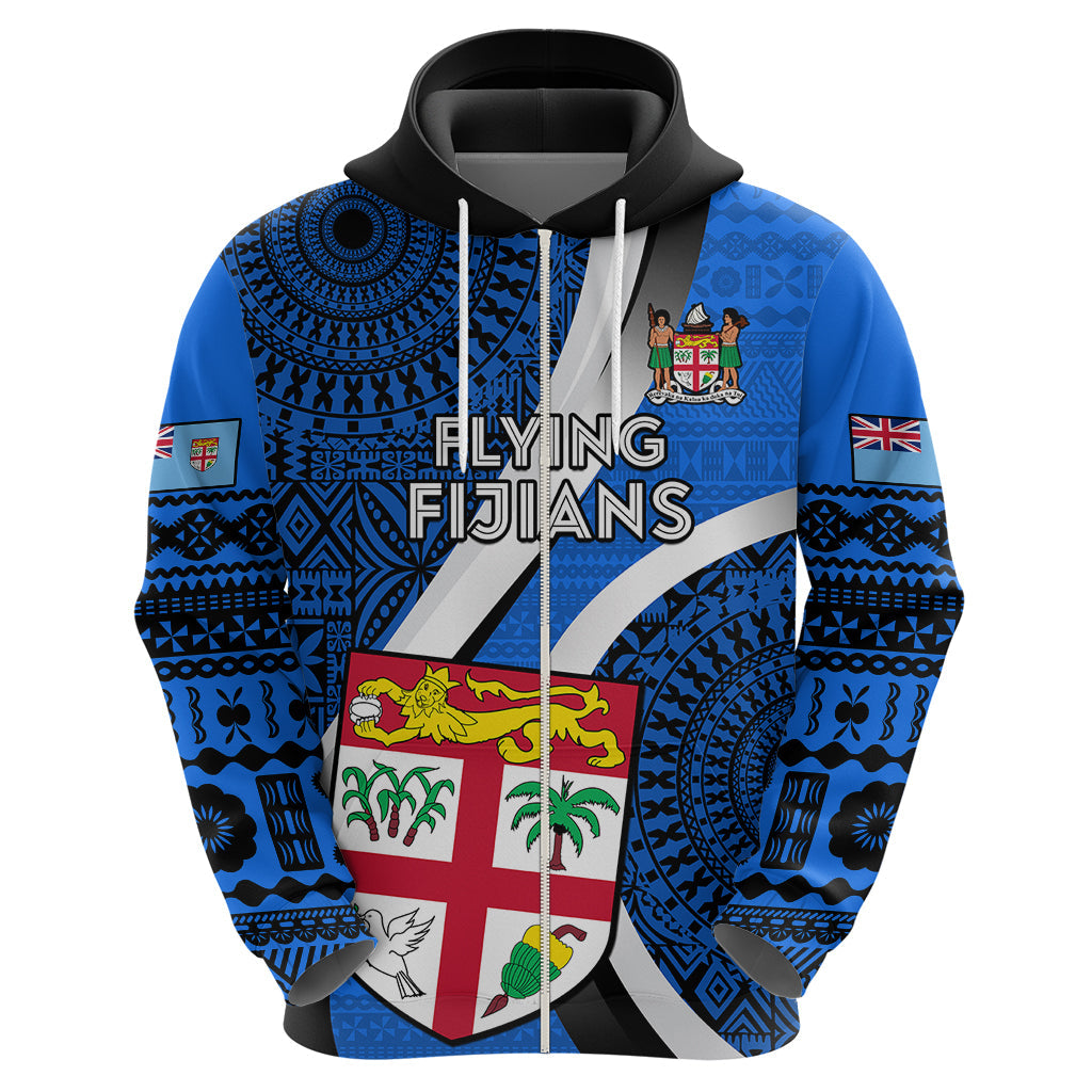 Custom Fiji Rugby Hoodie World Cup 2023 Go Champions Fijian Tapa Blue Version LT14