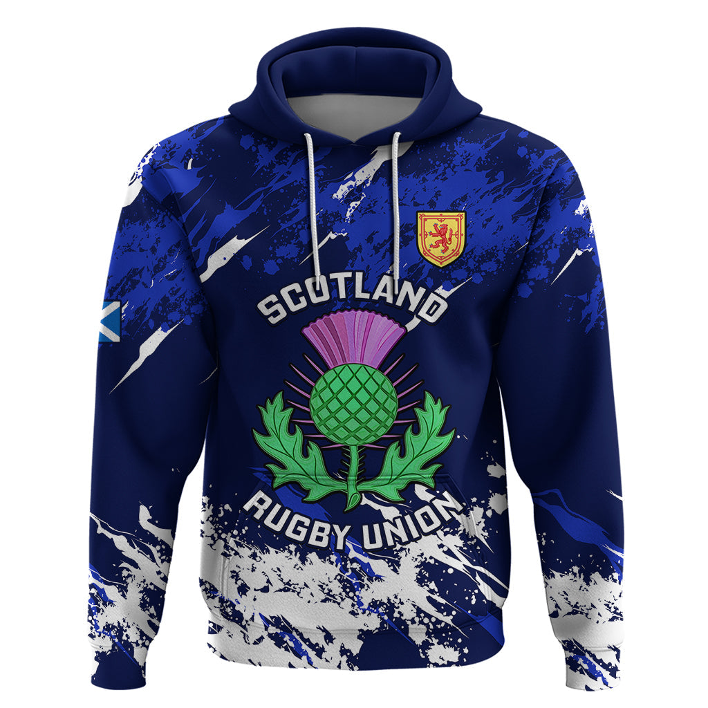 Custom Scotland Rugby Hoodie World Cup 2023 Go Scottish Thistle Grunge Style LT14