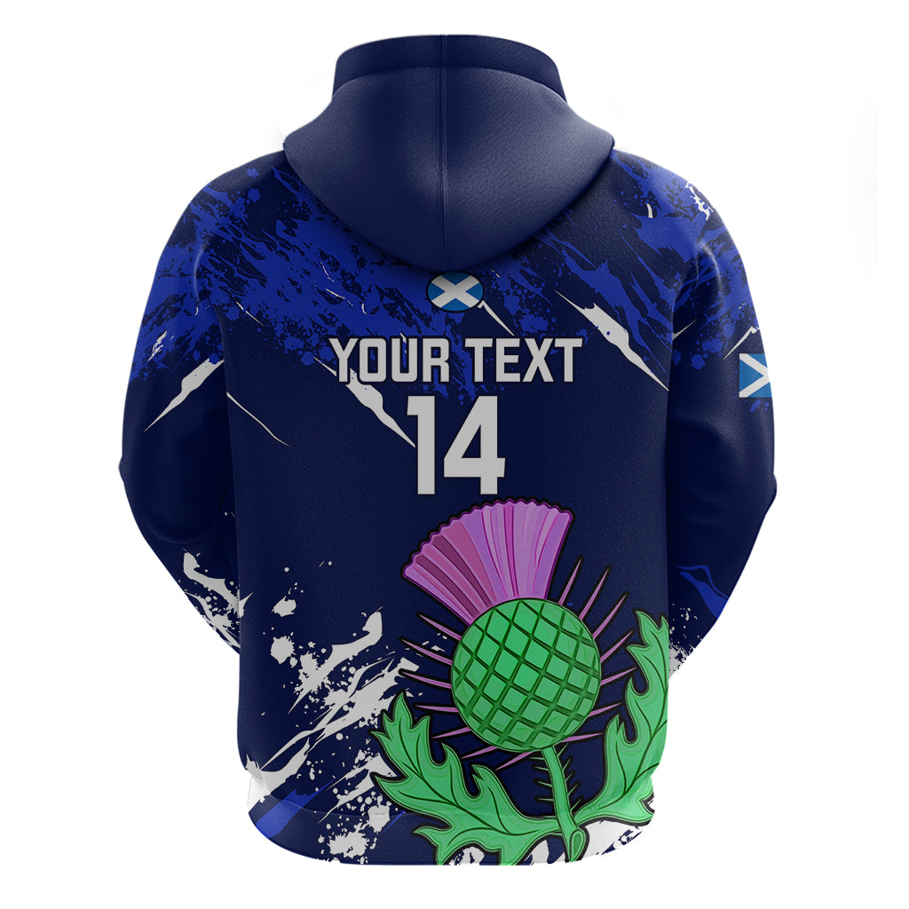 Custom Scotland Rugby Hoodie World Cup 2023 Go Scottish Thistle Grunge Style LT14