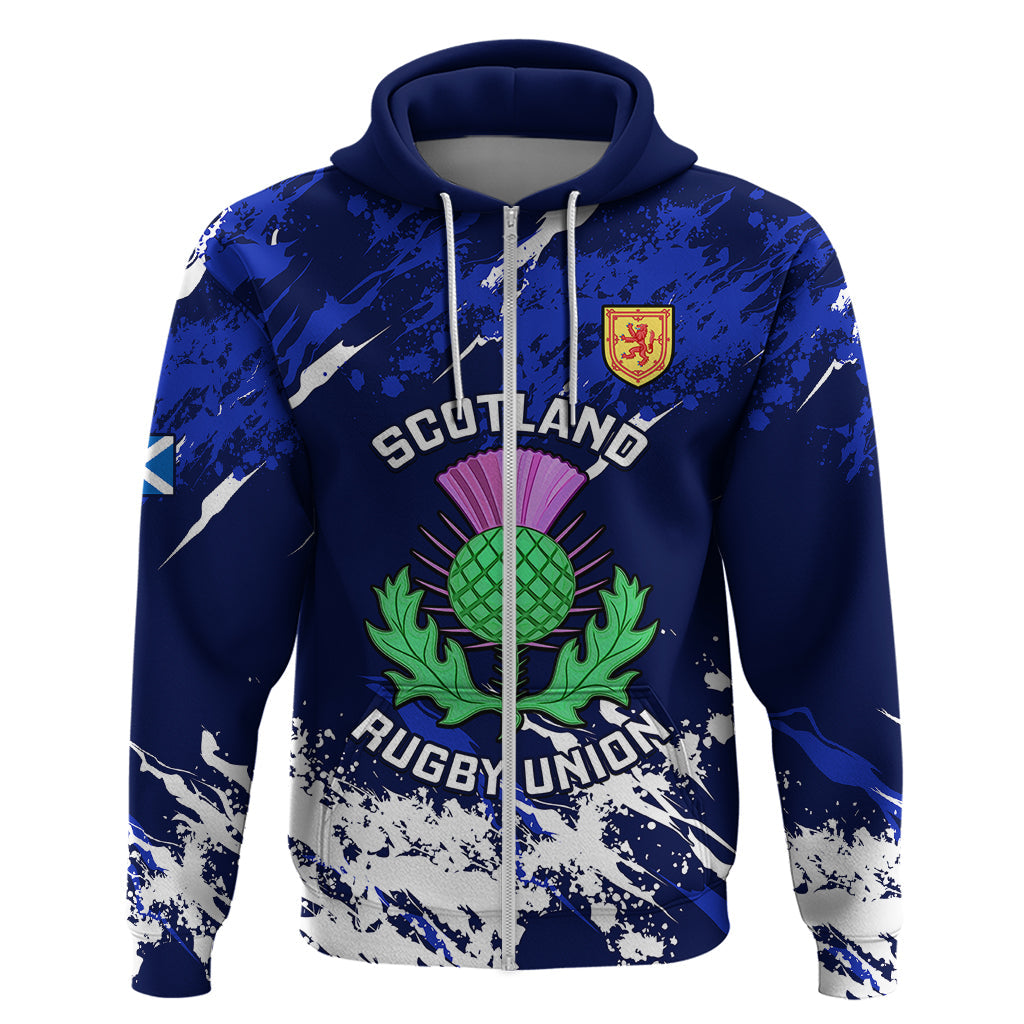 Custom Scotland Rugby Hoodie World Cup 2023 Go Scottish Thistle Grunge Style LT14