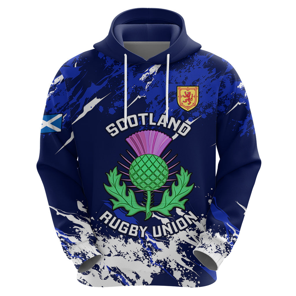 Custom Scotland Rugby Hoodie World Cup 2023 Go Scottish Thistle Grunge Style LT14