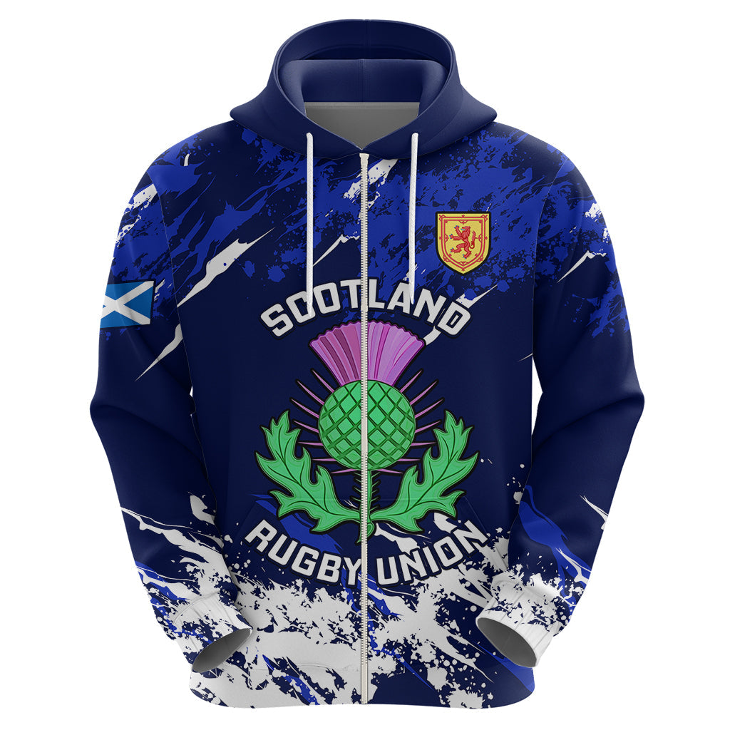 Custom Scotland Rugby Hoodie World Cup 2023 Go Scottish Thistle Grunge Style LT14