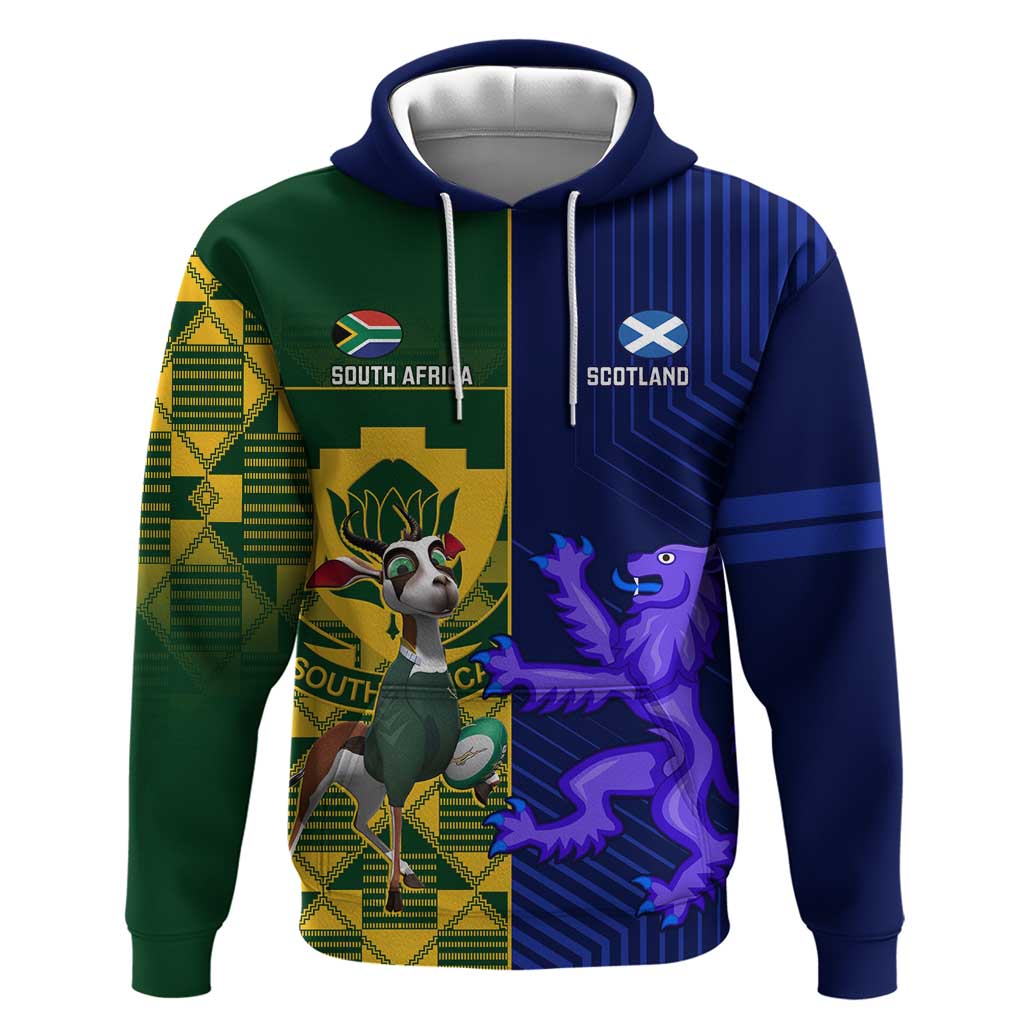 Custom South Africa And Scotland Rugby Hoodie Springboks Thistle Together LT14
