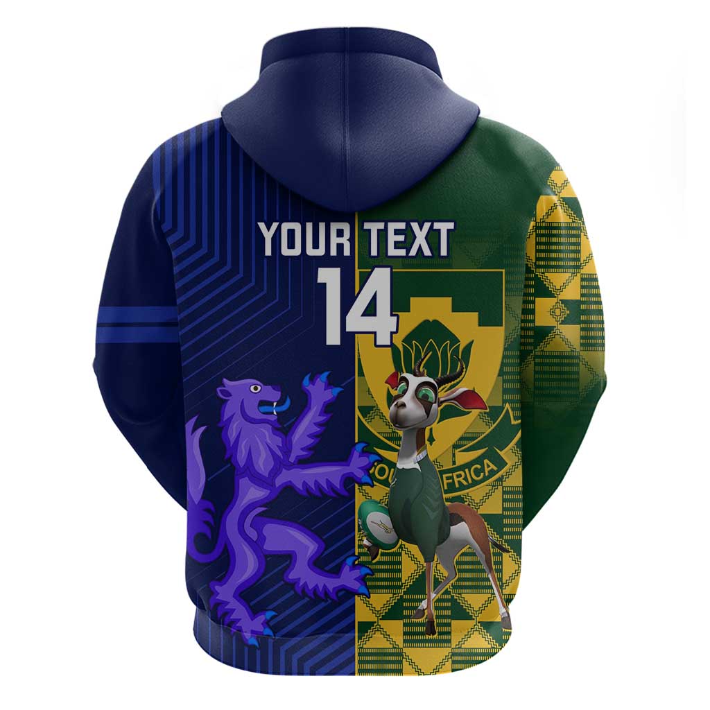 Custom South Africa And Scotland Rugby Hoodie Springboks Thistle Together LT14