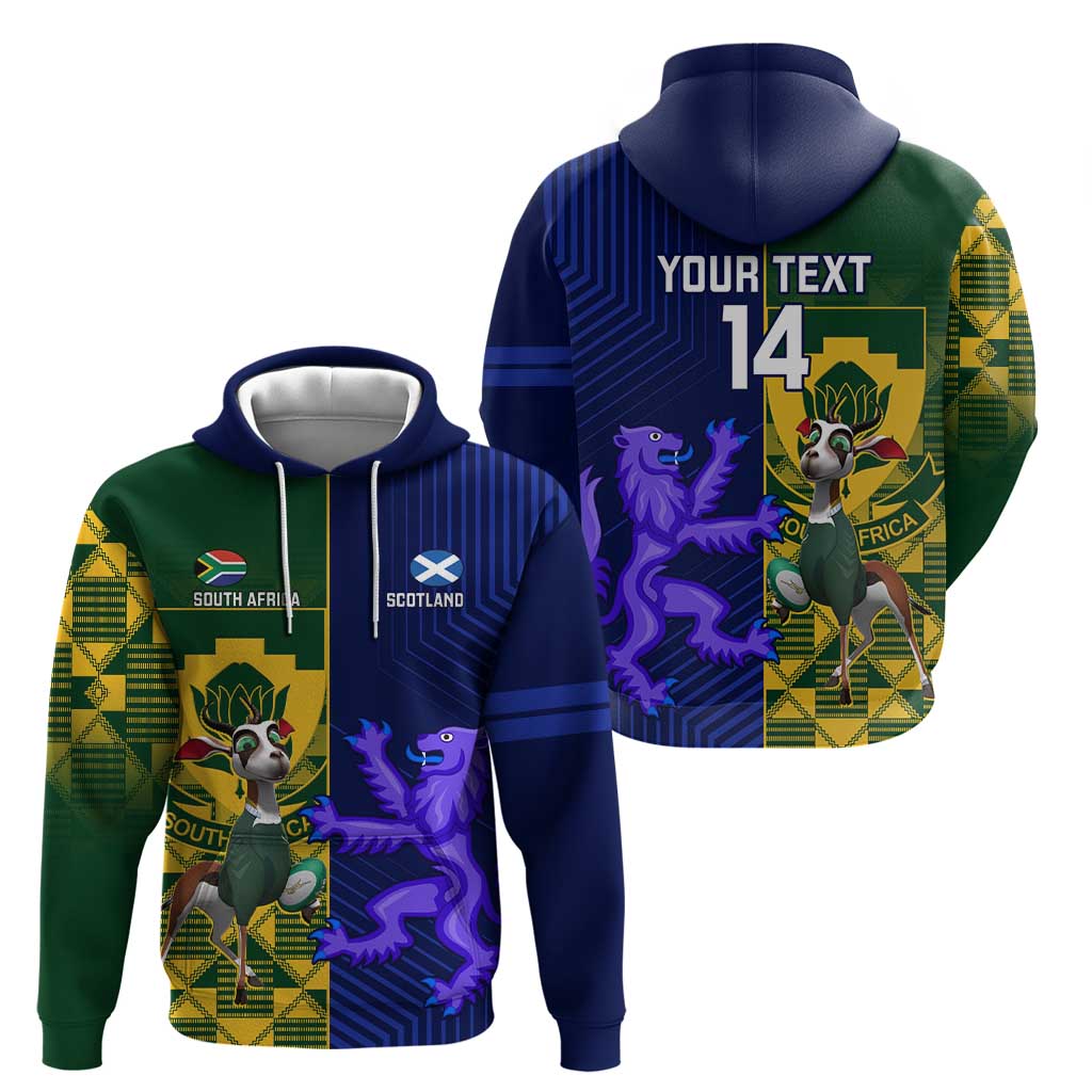 Custom South Africa And Scotland Rugby Hoodie Springboks Thistle Together LT14