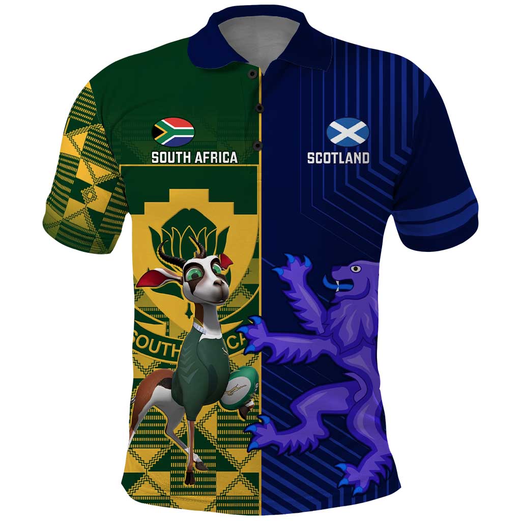 Custom South Africa And Scotland Rugby Polo Shirt Springboks Thistle Together LT14