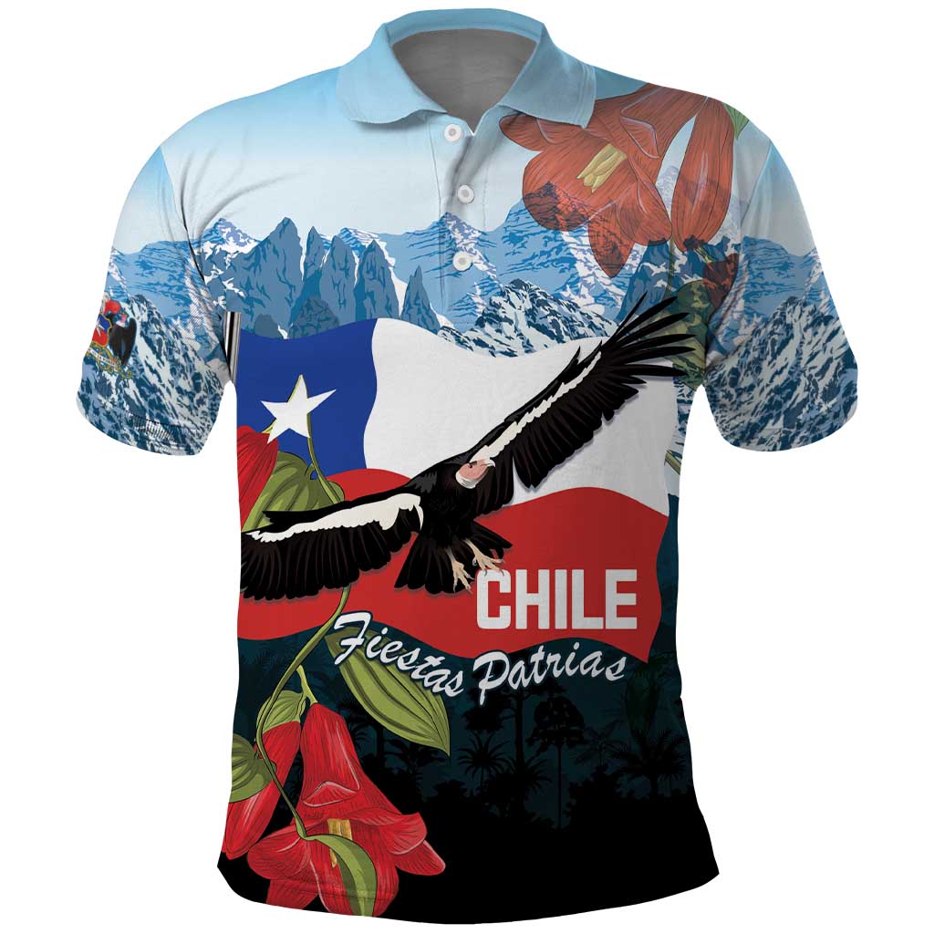 Chile Fiestas Patrias Polo Shirt Andean Condor Andes Mountains LT14