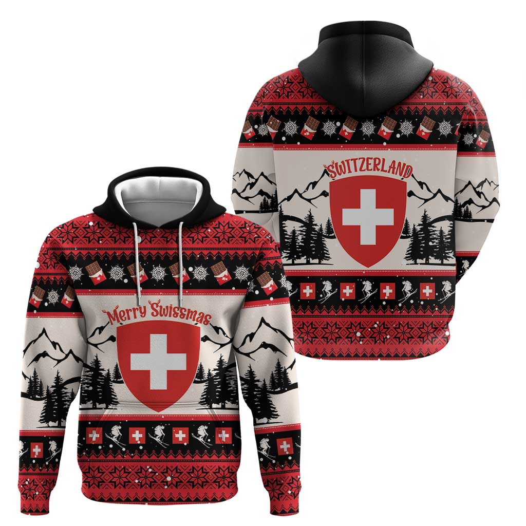 Switzerland Christmas Hoodie Merry Swissmas - Coat Of Arms Style LT14