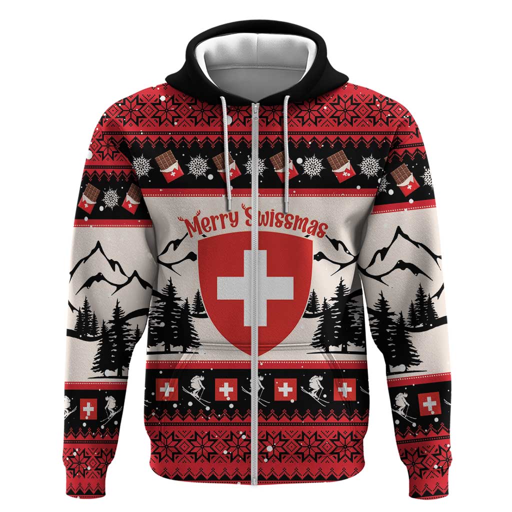 Switzerland Christmas Hoodie Merry Swissmas - Coat Of Arms Style LT14