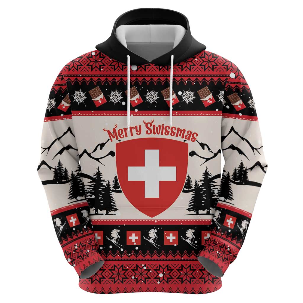 Switzerland Christmas Hoodie Merry Swissmas - Coat Of Arms Style LT14