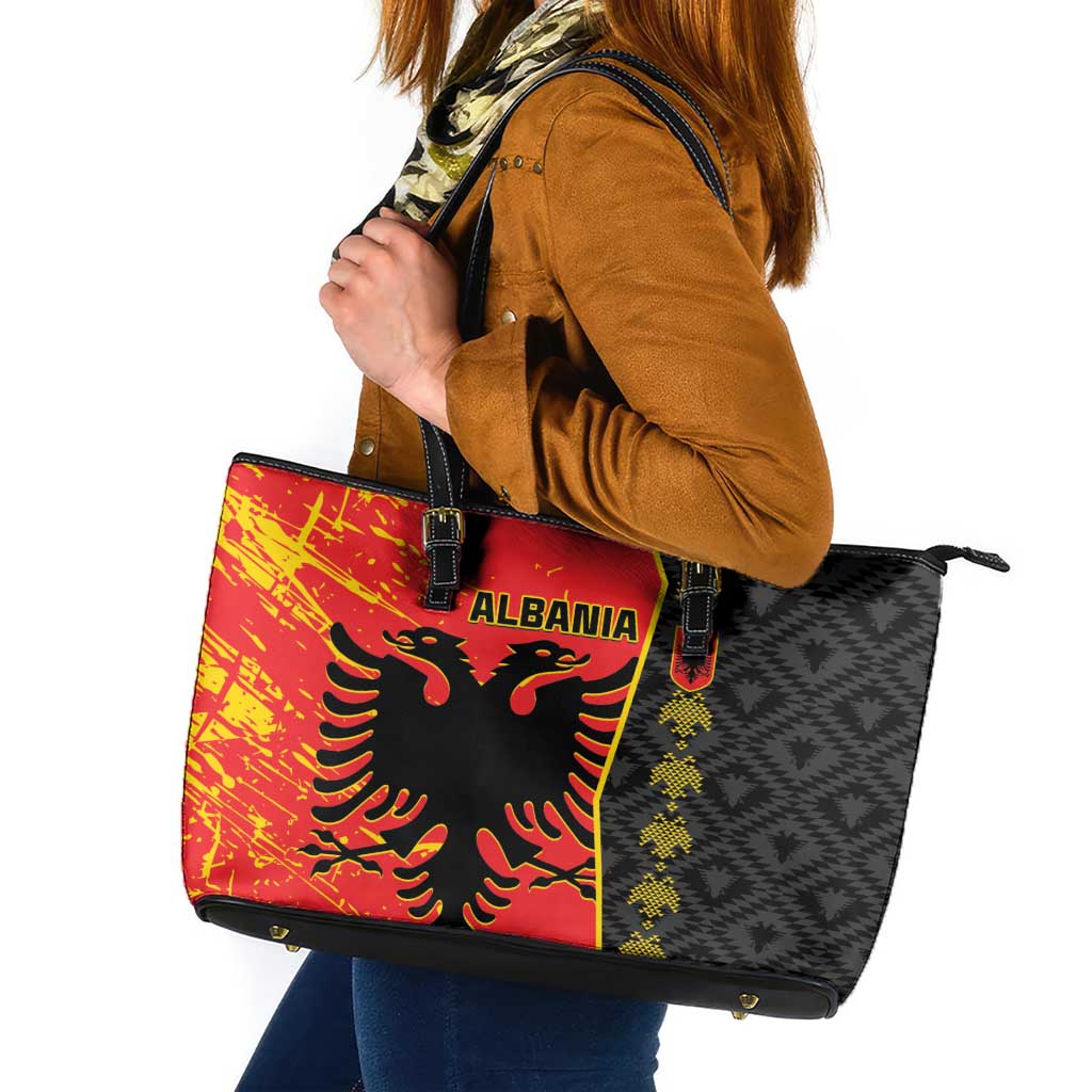 Albania Independence Day Leather Tote Bag Albanian Proud - Flag Color LT14