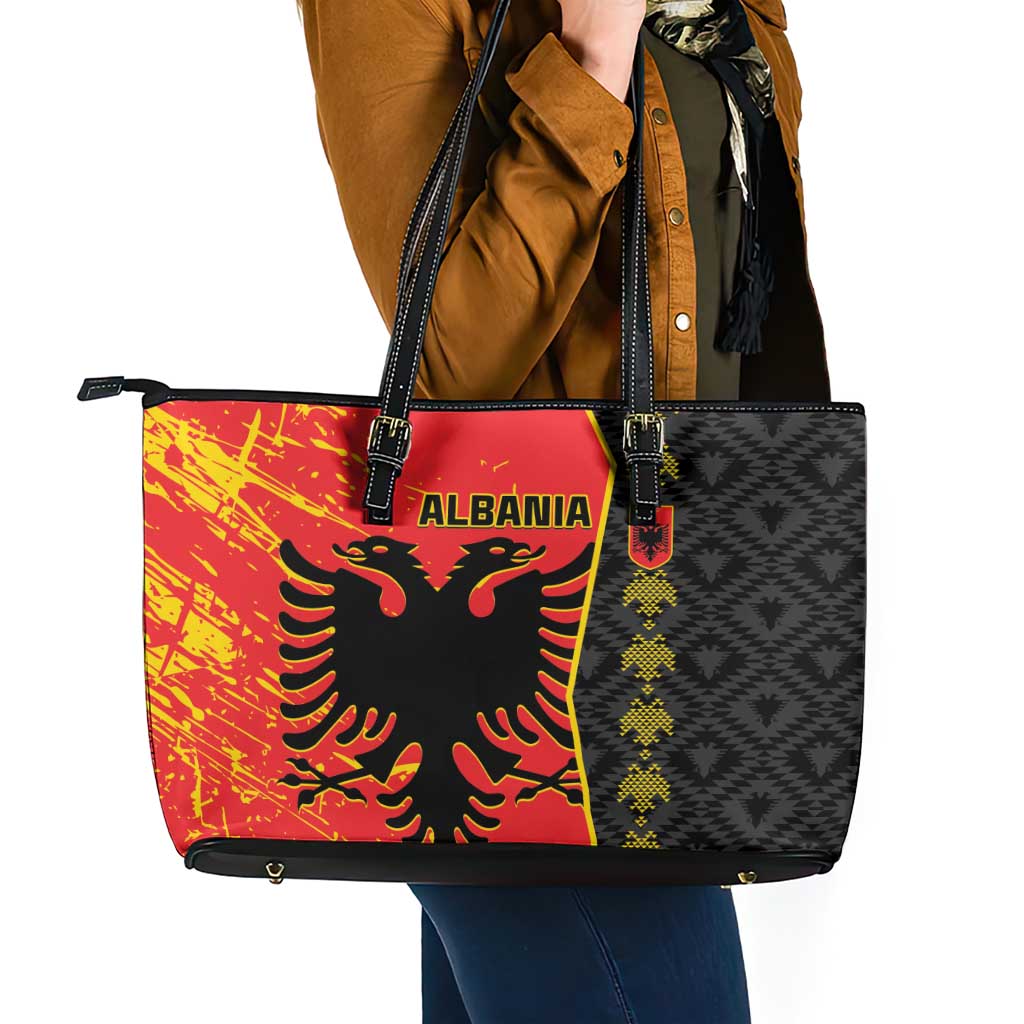 Albania Independence Day Leather Tote Bag Albanian Proud - Flag Color LT14