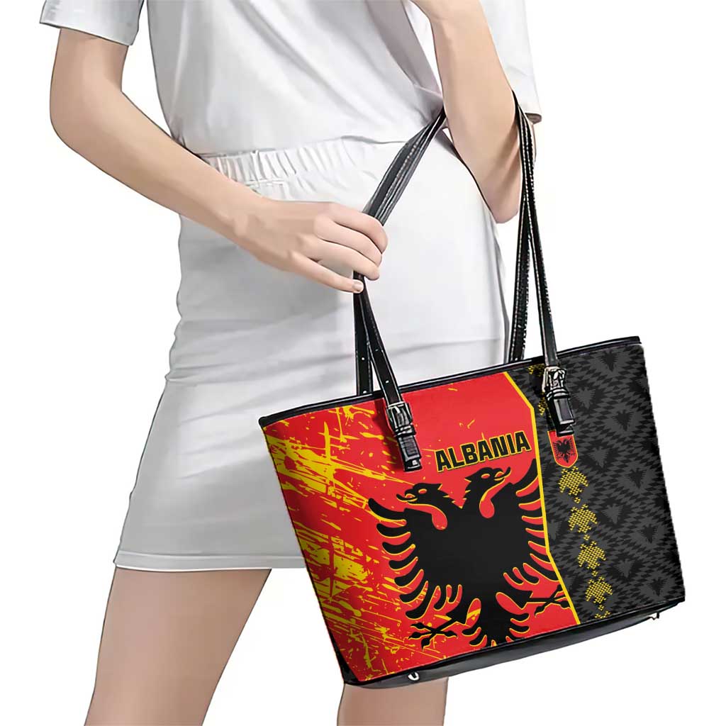 Albania Independence Day Leather Tote Bag Albanian Proud - Flag Color LT14