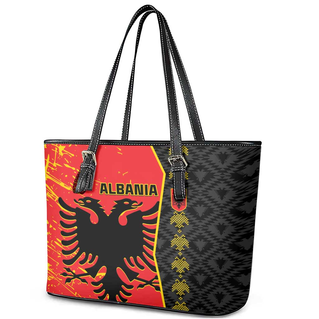 Albania Independence Day Leather Tote Bag Albanian Proud - Flag Color LT14