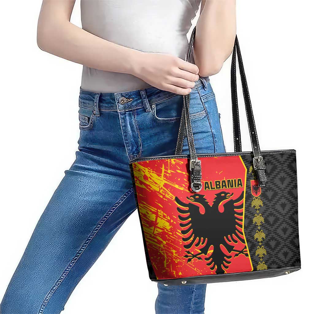 Albania Independence Day Leather Tote Bag Albanian Proud - Flag Color LT14