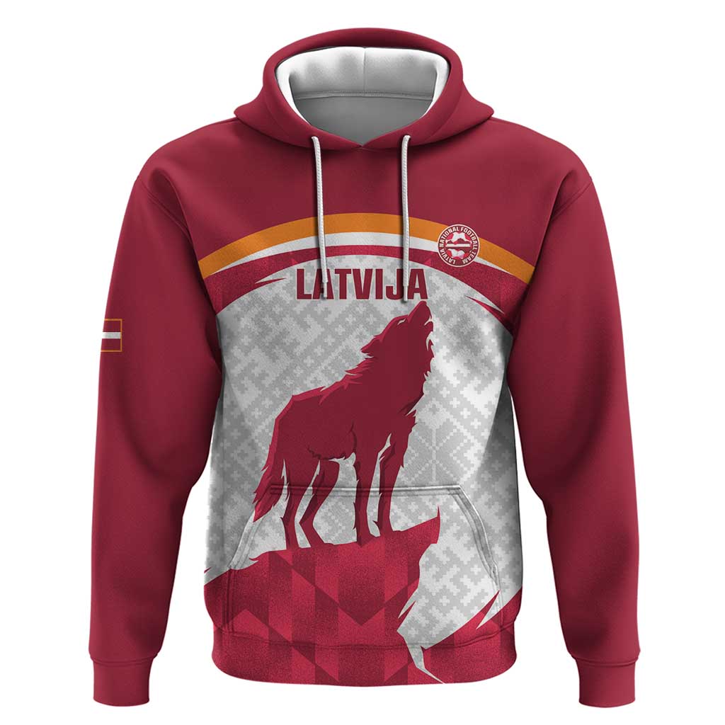 Custom Latvia Football Hoodie Go Wolves Latvija Folk Pattern LT14