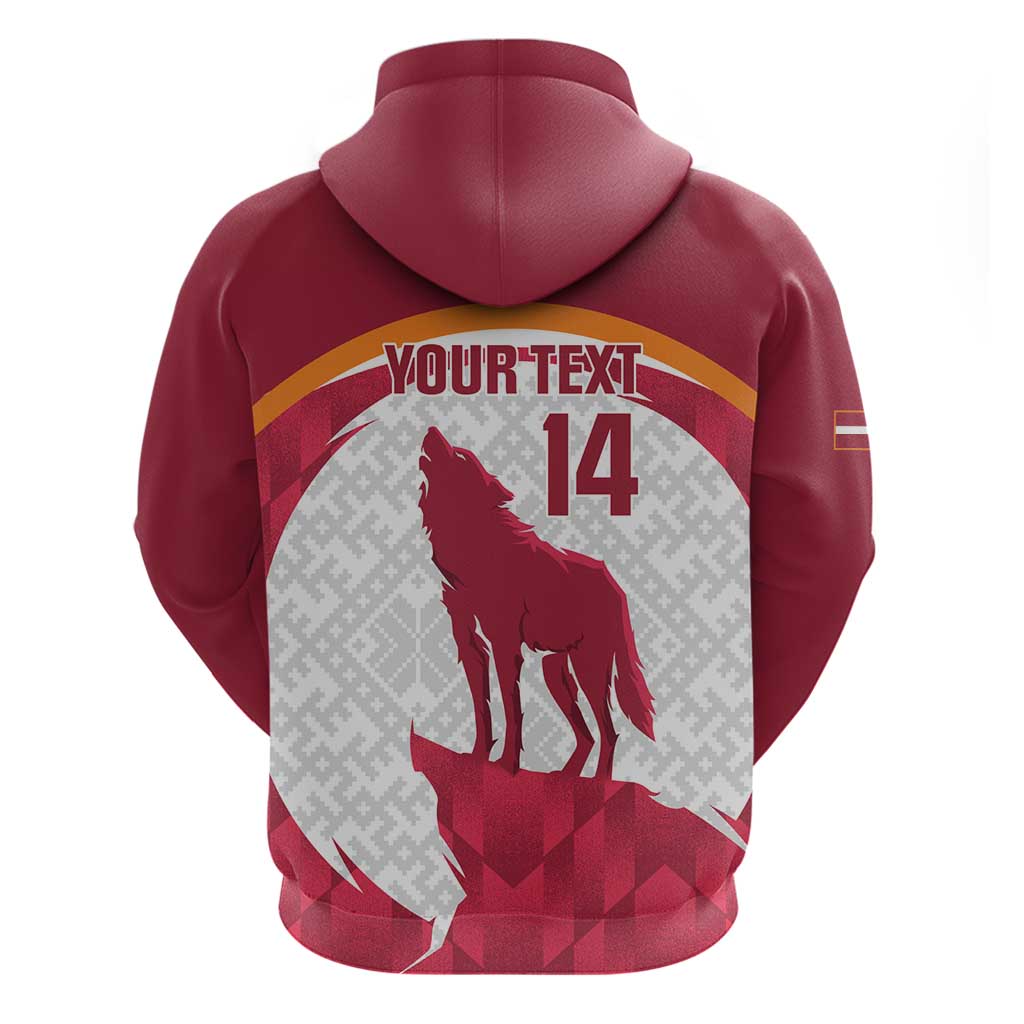 Custom Latvia Football Hoodie Go Wolves Latvija Folk Pattern LT14