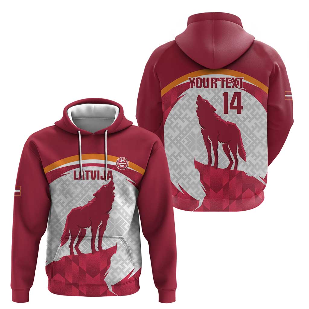 Custom Latvia Football Hoodie Go Wolves Latvija Folk Pattern LT14