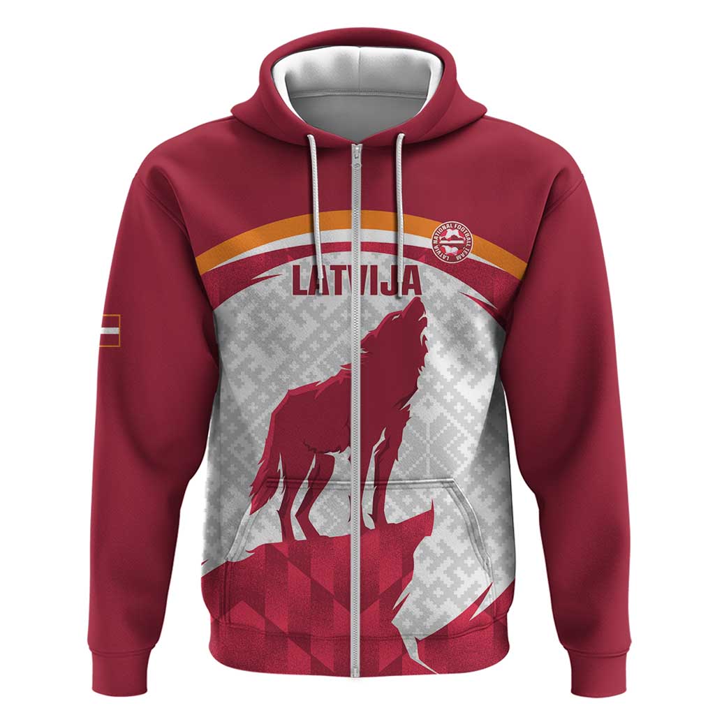 Custom Latvia Football Hoodie Go Wolves Latvija Folk Pattern LT14
