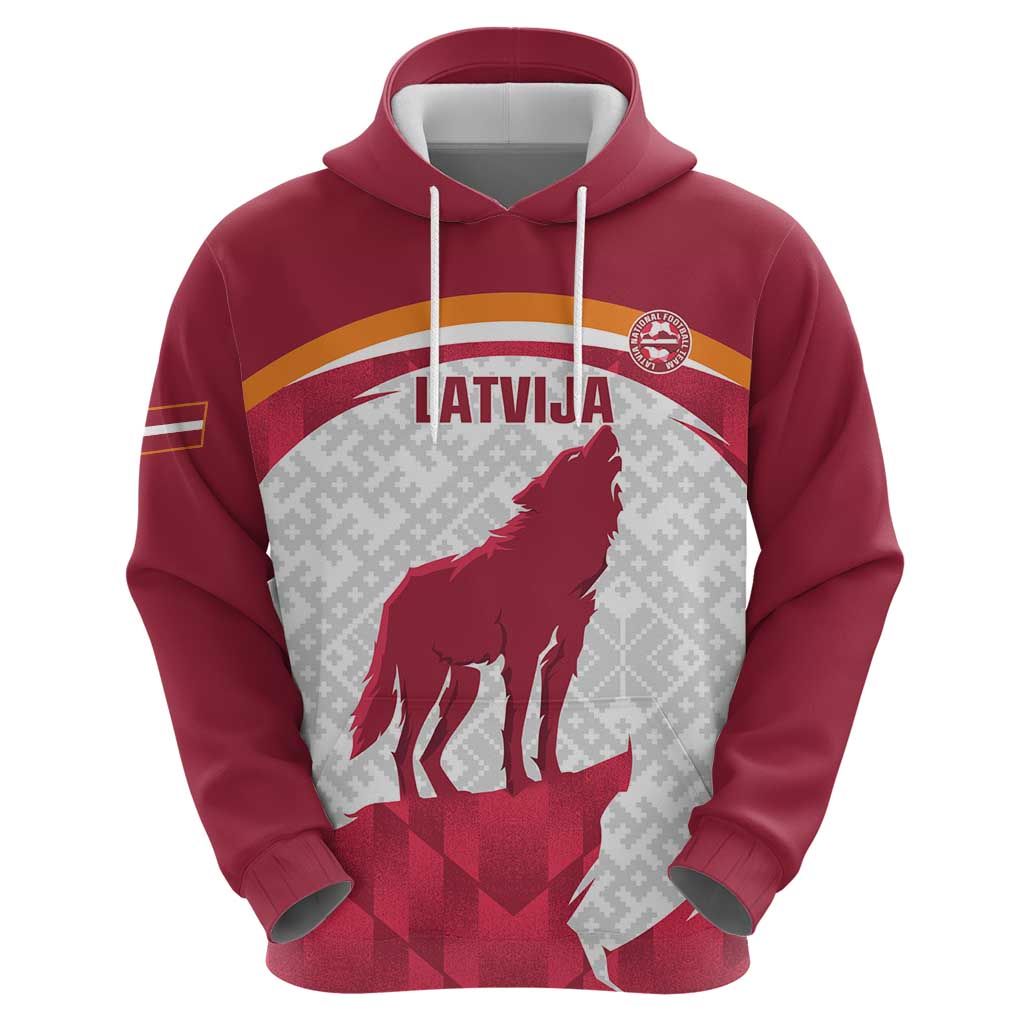 Custom Latvia Football Hoodie Go Wolves Latvija Folk Pattern LT14