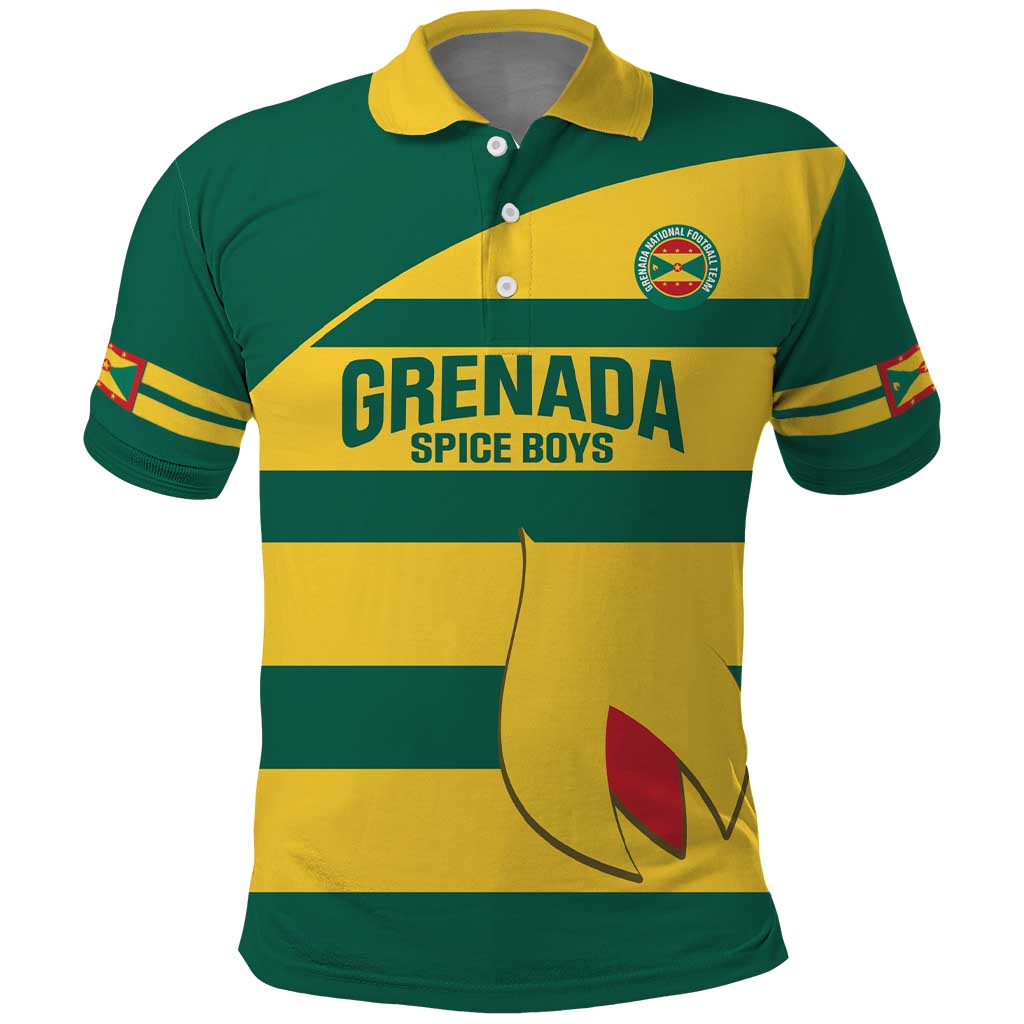 Custom Grenada Football Polo Shirt Go Spice Boys Green Version LT14