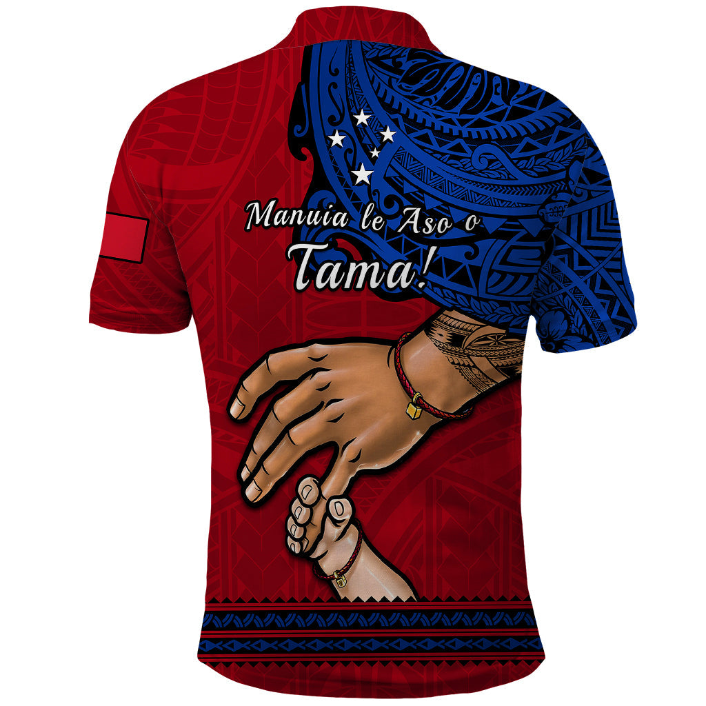Polynesian Pride Father Day Samoa Polo Shirt Manuia le Aso Sa o Tama Red Version LT14