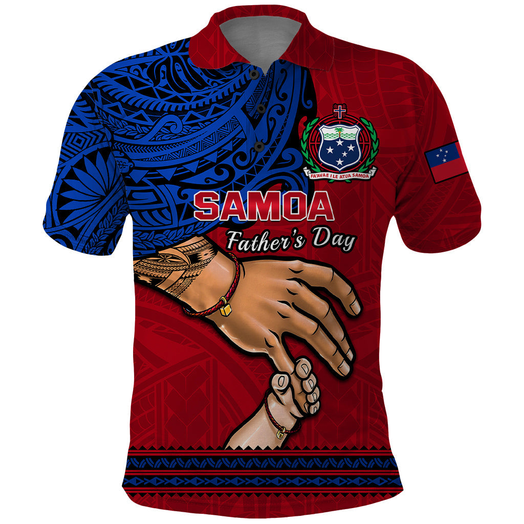 Custom Father Day Samoa Polo Shirt Manuia le Aso Sa o Tama Red Version LT14