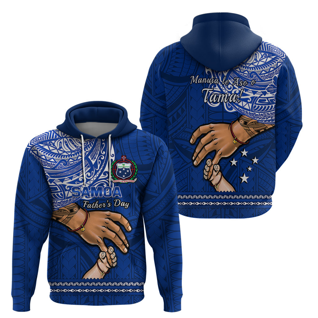 Polynesian Pride Father Day Samoa Hoodie Manuia le Aso Sa o Tama Blue Version LT14