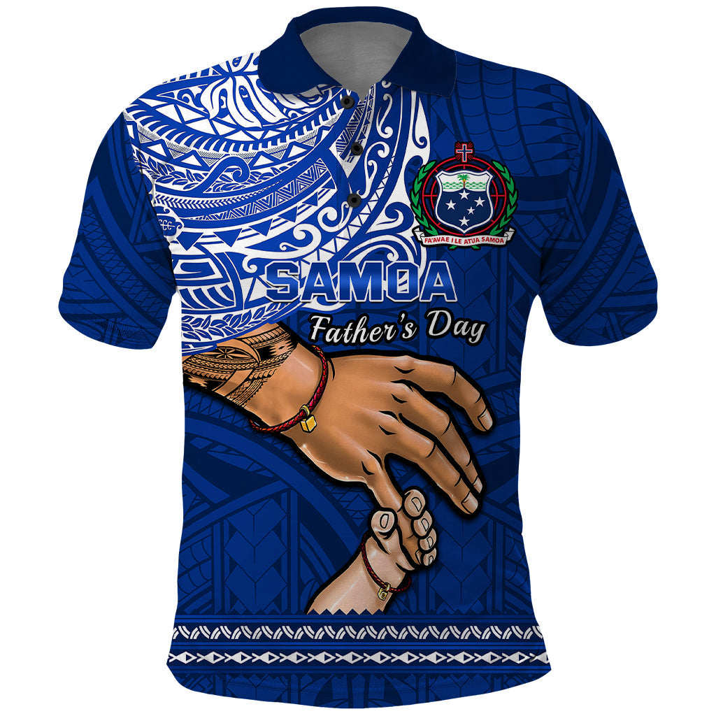 Polynesian Pride Father Day Samoa Polo Shirt Manuia le Aso Sa o Tama Blue Version LT14