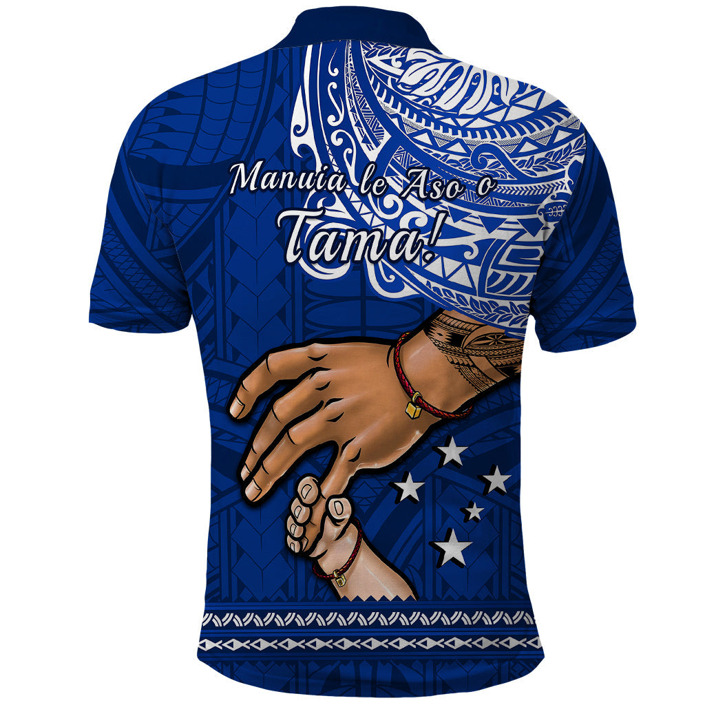 Polynesian Pride Father Day Samoa Polo Shirt Manuia le Aso Sa o Tama Blue Version LT14