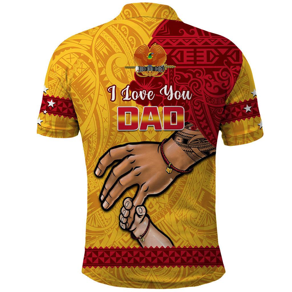 Polynesian Pride Father Day Papua New Guinea Polo Shirt PNG I Love You Dad Yellow Version LT14