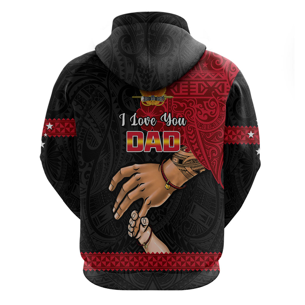 Polynesian Pride Father Day Papua New Guinea Hoodie PNG I Love You Dad Black Version LT14