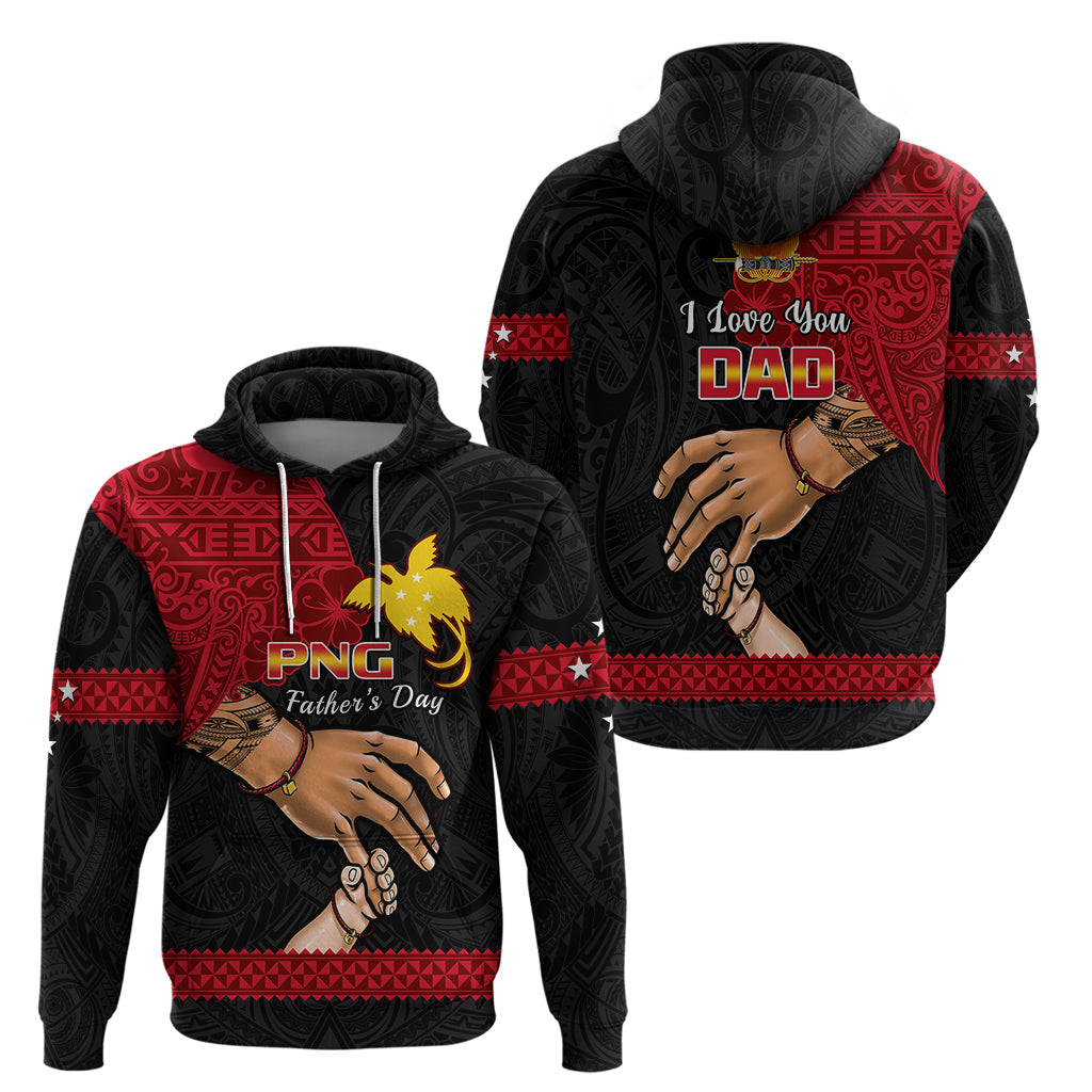 Polynesian Pride Father Day Papua New Guinea Hoodie PNG I Love You Dad Black Version LT14