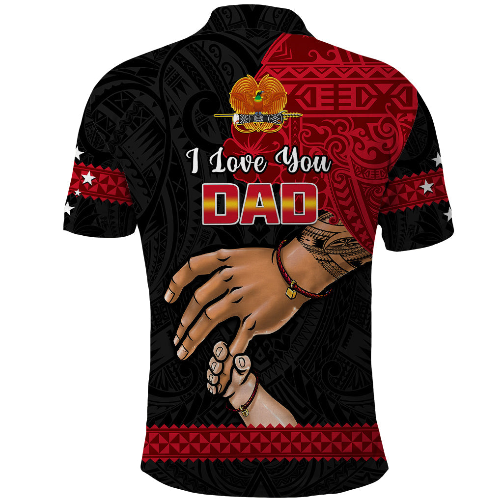Polynesian Pride Father Day Papua New Guinea Polo Shirt PNG I Love You Dad Black Version LT14