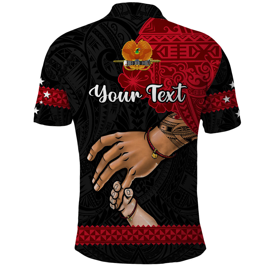 Custom Father Day Papua New Guinea Polo Shirt PNG I Love You Dad Black Version LT14