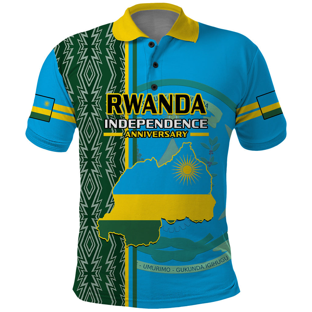 1 July Independence Day Rwanda Polo Shirt African Imigongo Happy 61st Anniversary LT14