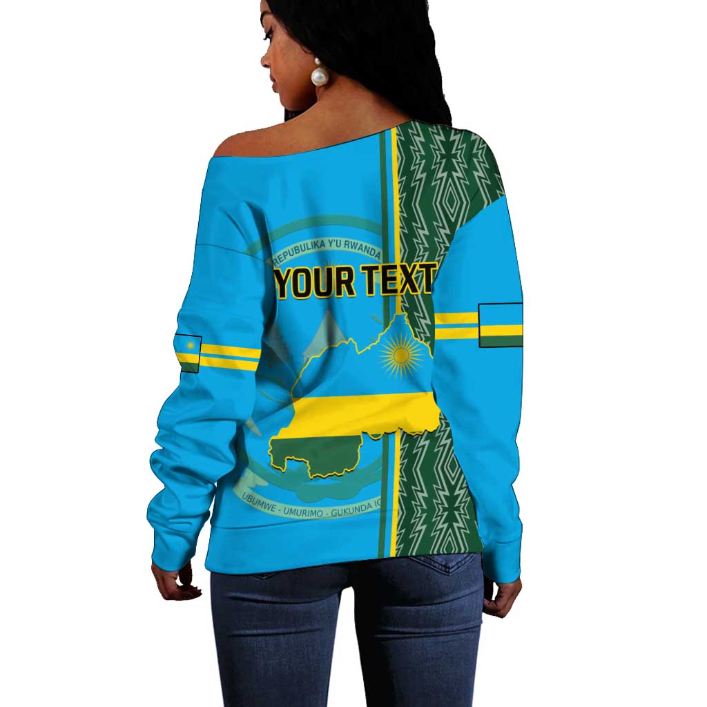 Personalised 1 July Independence Day Rwanda Off Shoulder Sweater African Imigongo Happy 61st Anniversary LT14