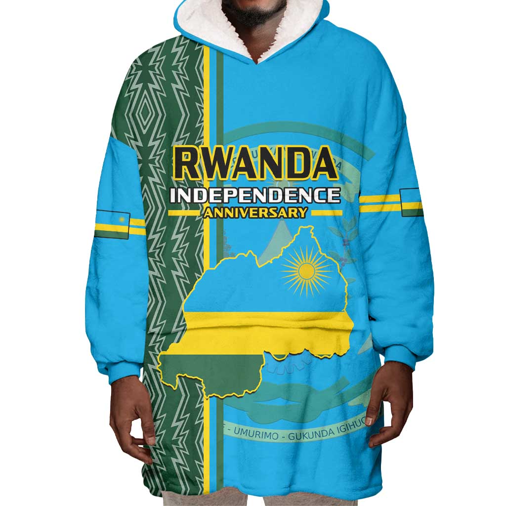 Personalised 1 July Independence Day Rwanda Wearable Blanket Hoodie African Imigongo Happy 61st Anniversary LT14