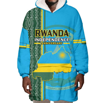 Personalised 1 July Independence Day Rwanda Wearable Blanket Hoodie African Imigongo Happy 61st Anniversary LT14