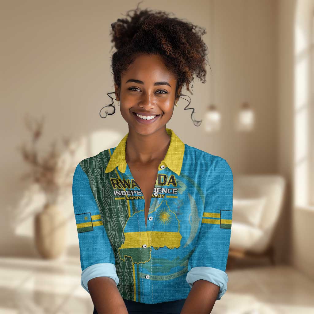 Personalised 1 July Independence Day Rwanda Women Casual Shirt African Imigongo Happy 61st Anniversary LT14