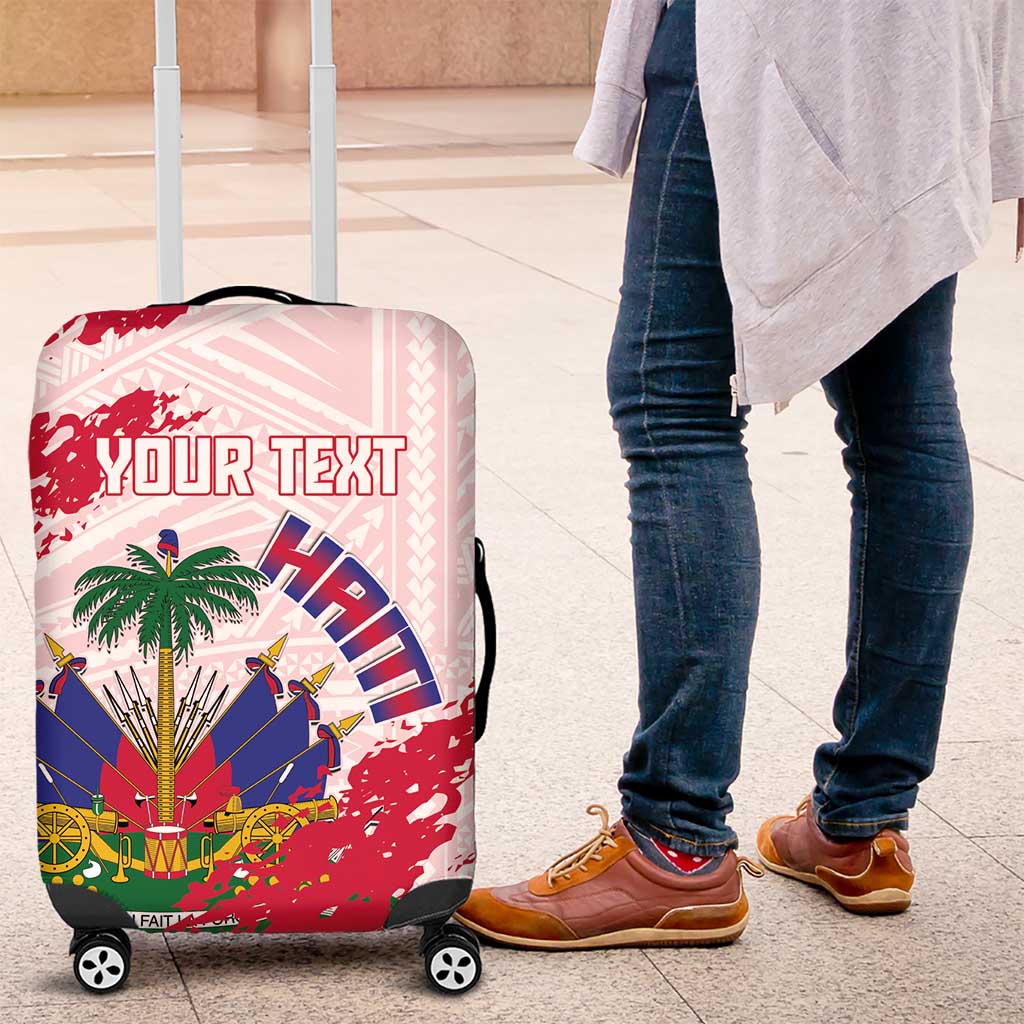 Custom Haiti Football Luggage Cover Les Grenadiers Red Grunge Polynesian Tattoo LT14