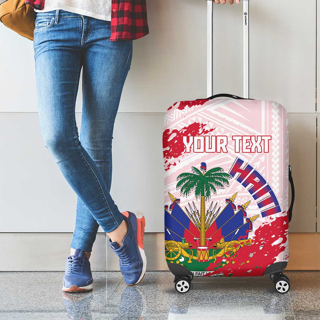 Custom Haiti Football Luggage Cover Les Grenadiers Red Grunge Polynesian Tattoo LT14