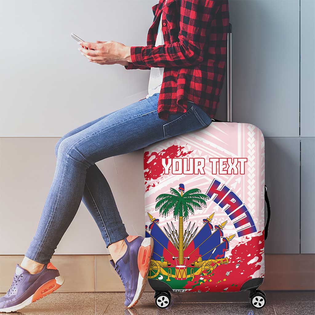 Custom Haiti Football Luggage Cover Les Grenadiers Red Grunge Polynesian Tattoo LT14