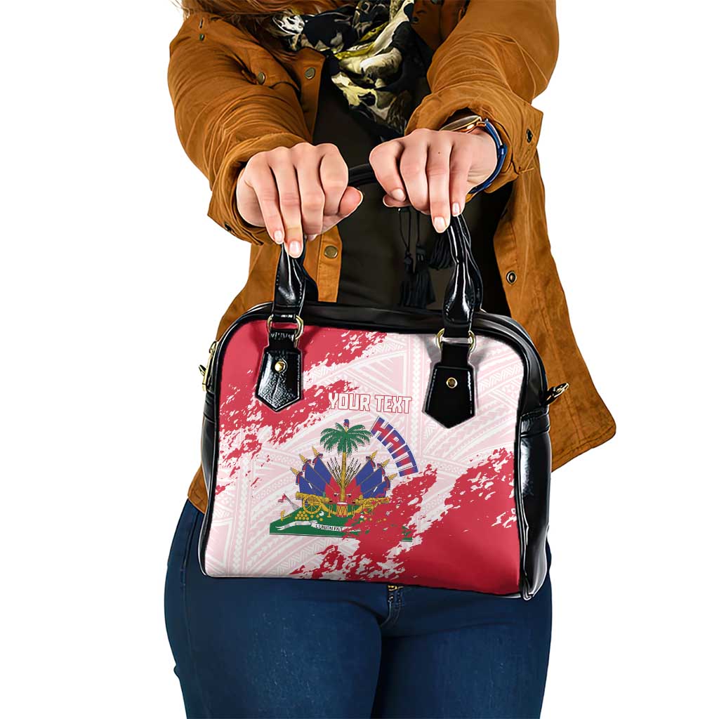 Custom Haiti Football Shoulder Handbag Les Grenadiers Red Grunge Polynesian Tattoo LT14