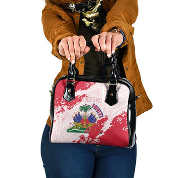 Custom Haiti Football Shoulder Handbag Les Grenadiers Red Grunge Polynesian Tattoo LT14