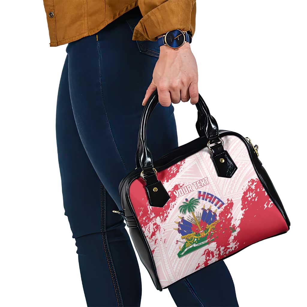 Custom Haiti Football Shoulder Handbag Les Grenadiers Red Grunge Polynesian Tattoo LT14