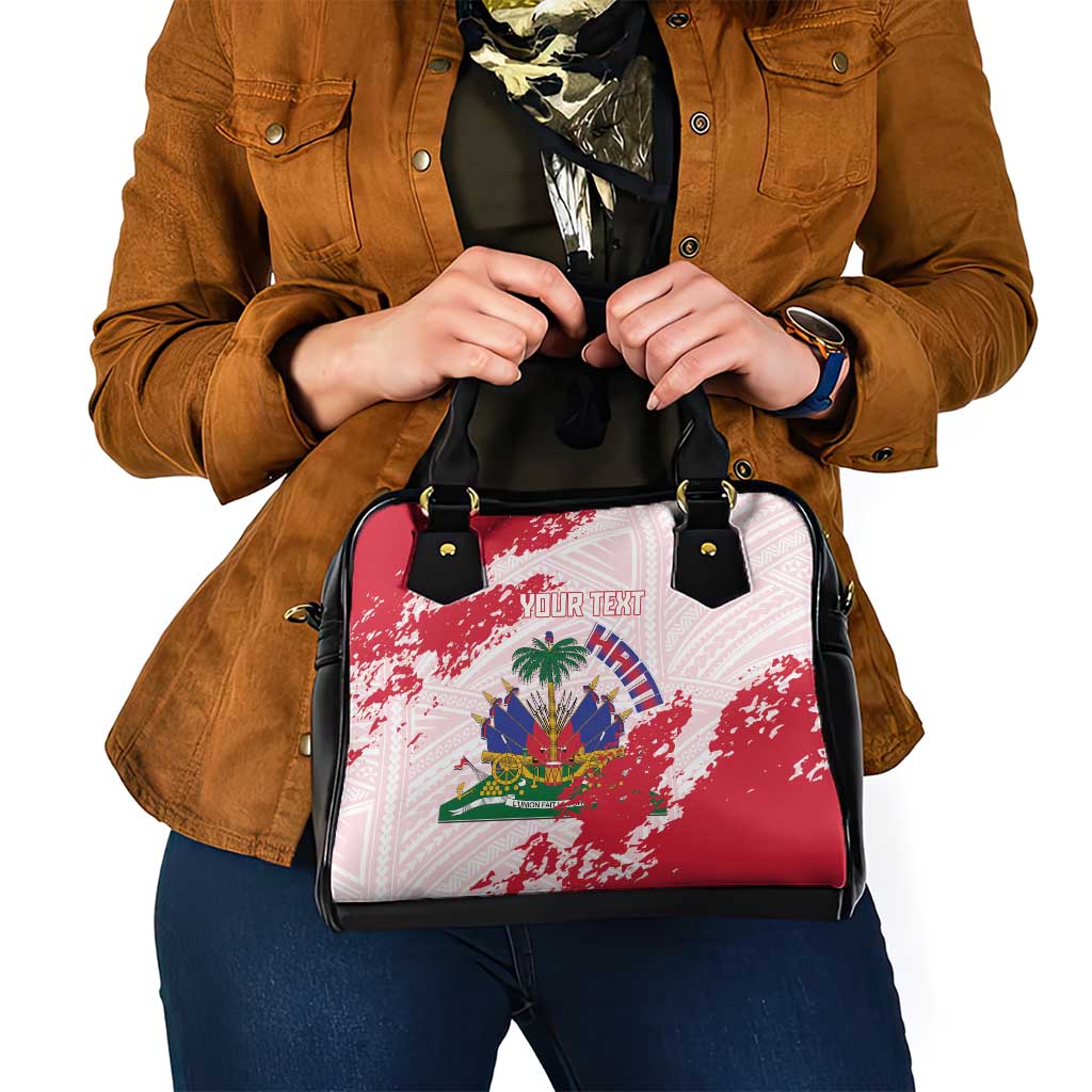 Custom Haiti Football Shoulder Handbag Les Grenadiers Red Grunge Polynesian Tattoo LT14