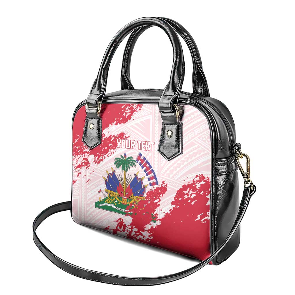 Custom Haiti Football Shoulder Handbag Les Grenadiers Red Grunge Polynesian Tattoo LT14