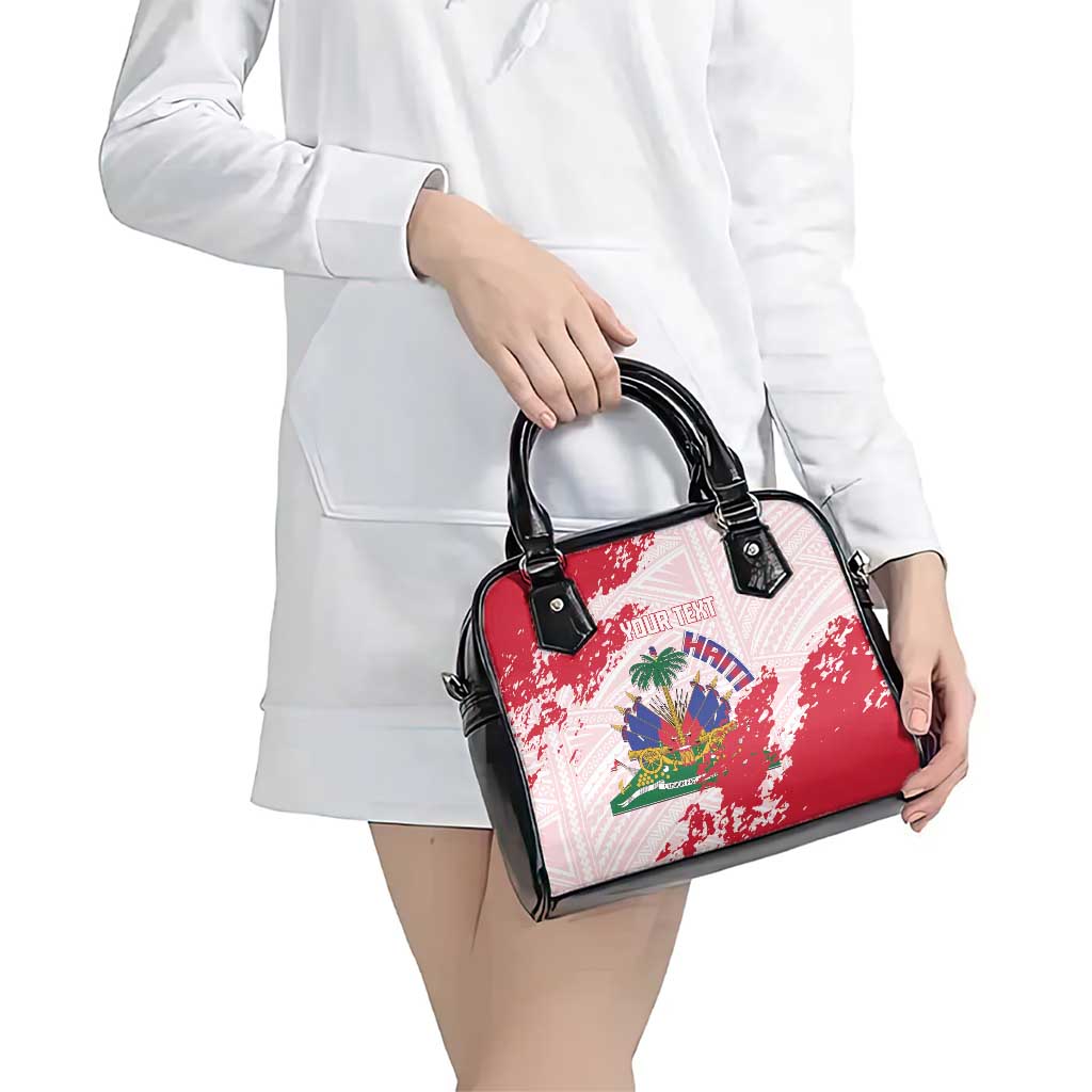Custom Haiti Football Shoulder Handbag Les Grenadiers Red Grunge Polynesian Tattoo LT14